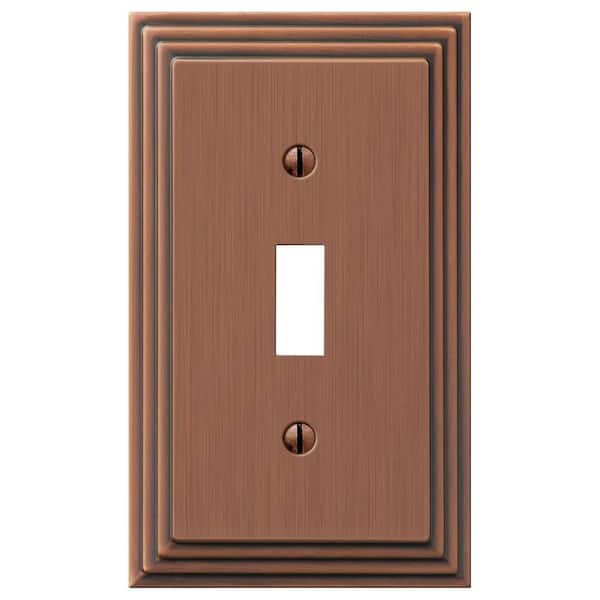 Hampton Bay Tiered 1 Gang Toggle Metal Wall Plate - Antique Copper