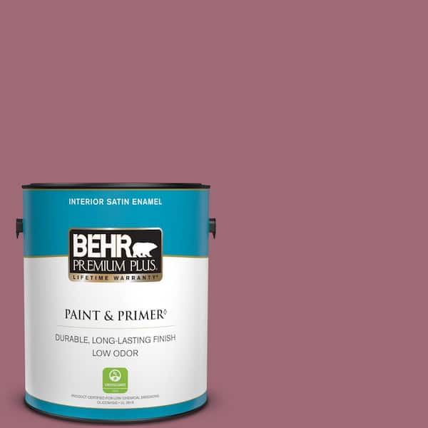 BEHR PREMIUM PLUS 1 gal. #100D-5 Berries and Cream Satin Enamel Low Odor Interior Paint & Primer