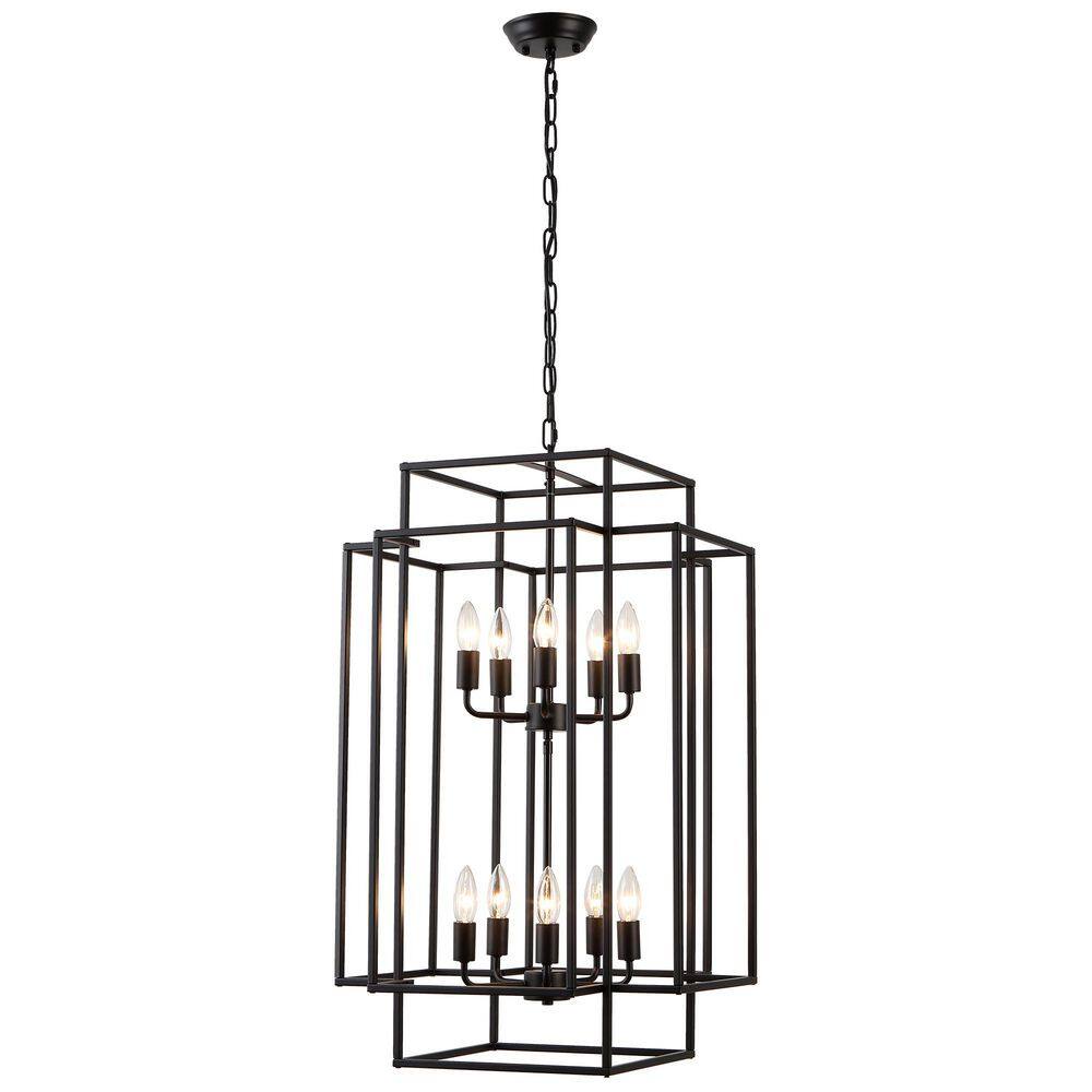 18.89 in. 5+5-Lights Two-Tier Matte Black Chandelier No Bulbs Included for Living Room Dining Room price history on PriceWatchPro
