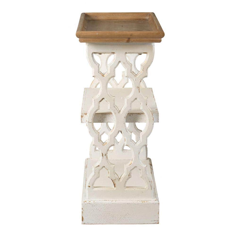 Cottage Charm Dual-Tone Fir Wood Console with Carved Panels