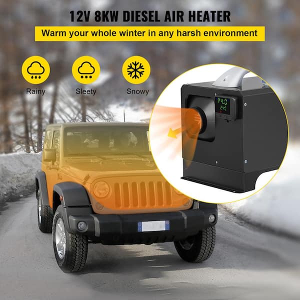 Hcalory 12v 8kw Diesel Air Heater Host Adjustable Blue Lcd English
