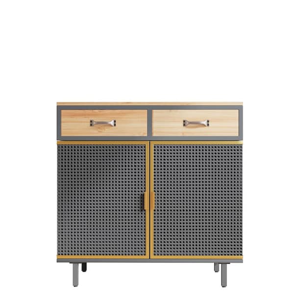 Unbranded 31.5 in. Dark Gray Modern Storage Cabinet With 2-Drawers for Living Room Office Bedroom