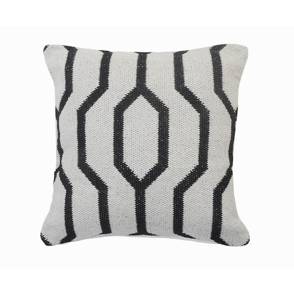 LR Home Vibe Black / White Geometric Cozy Poly-Fill 20 in. x 20 in. Throw Pillow