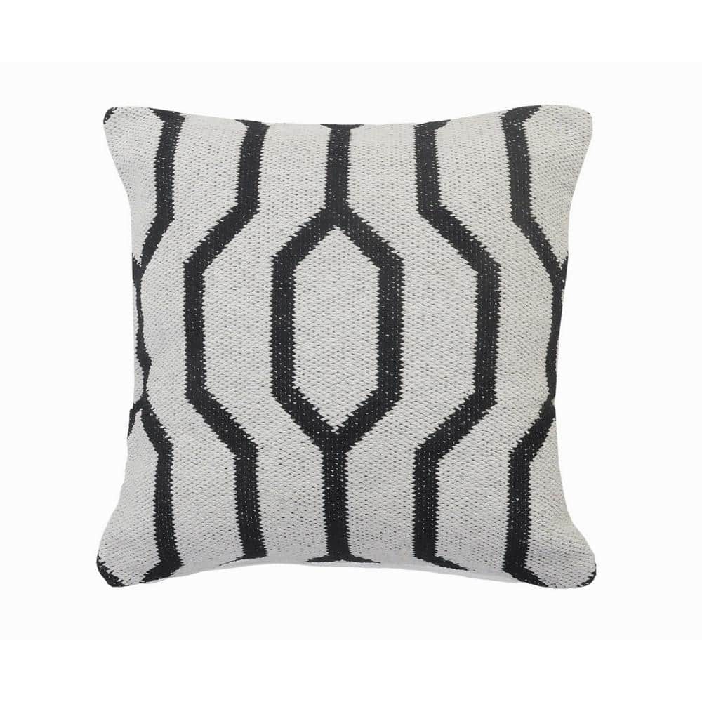 Vibe Black / White Geometric Cozy Poly-Fill 20 in. x 20 in. Indoor Throw Pi