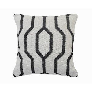 Vibe Black / White Geometric Cozy Poly-Fill 20 in. x 20 in. Indoor Throw Pillow