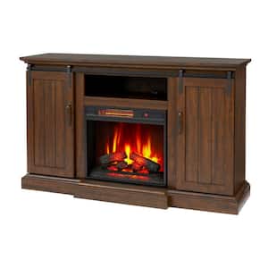 Kerrington 60 in. Freestanding Infrared Electric Fireplace in Rustic Walnut with Media