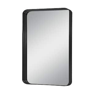 26 in. W x 34 in. H Aluminium Alloy Deep Modern Rectangle Framed Decorative Mirror with Rounded Corner in Black