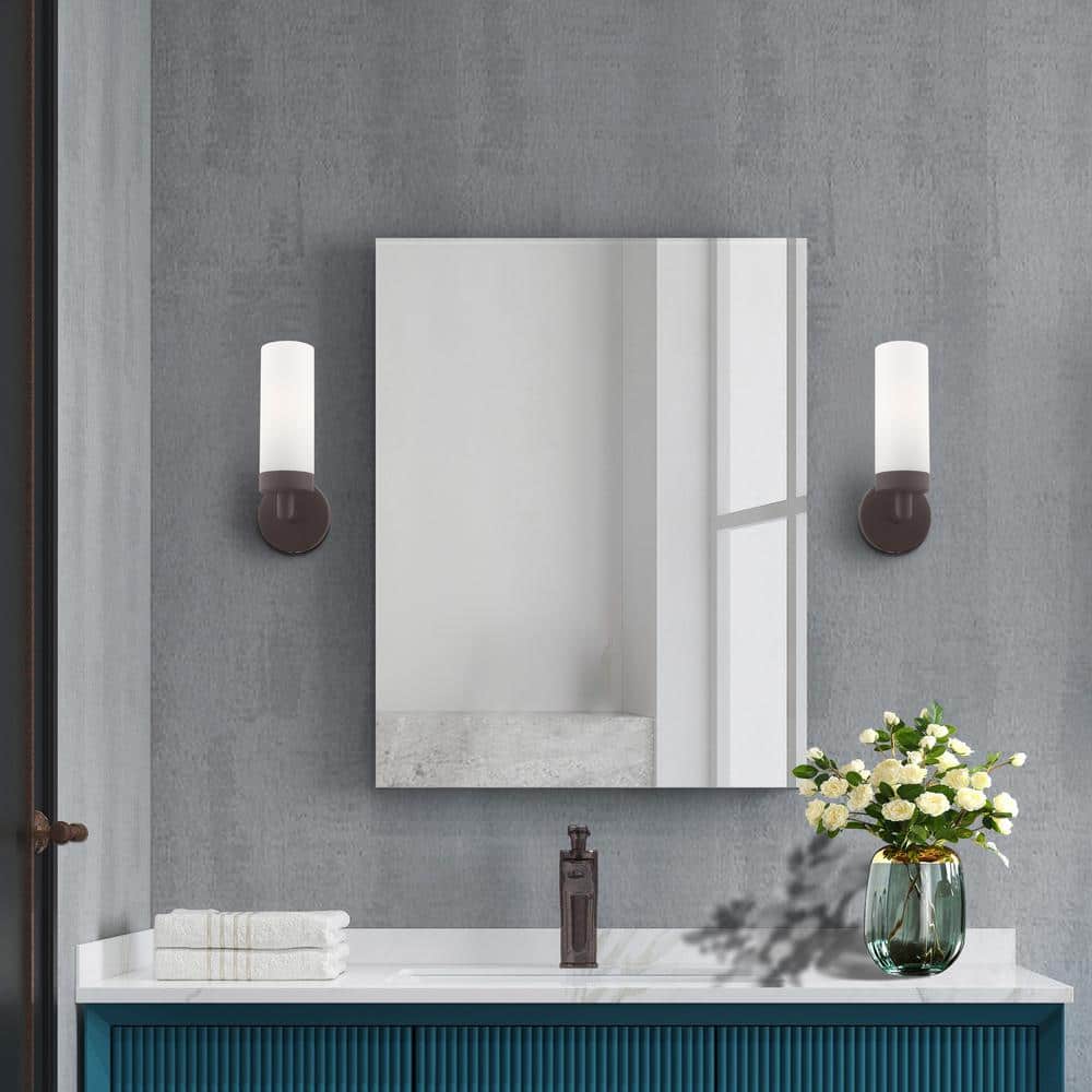 Aero Bronze 1-Light Wall Sconce with Satin Opal White Glass