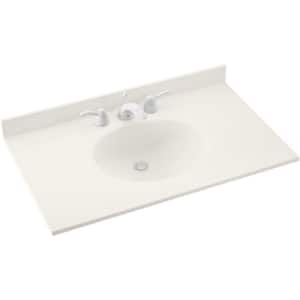 Ellipse 43 in. W x 22 in. D Solid Surface Vanity Top with Sink in Bisque