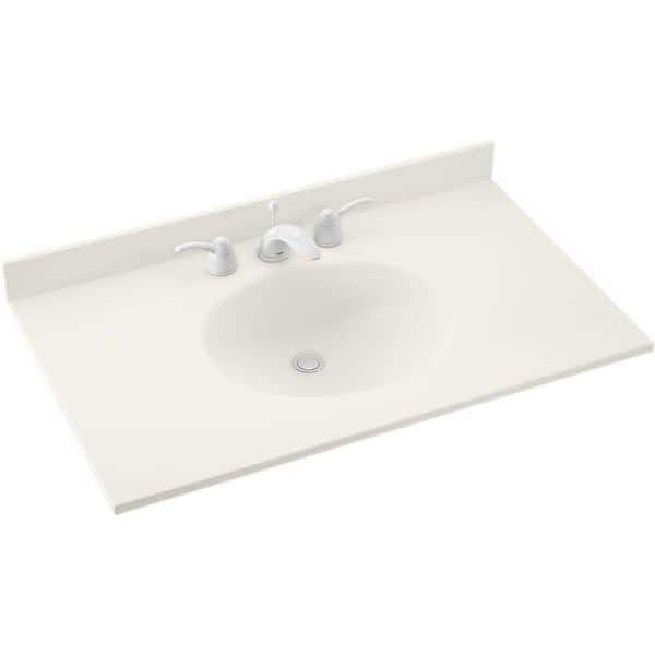 Swan Ellipse 43 in. W x 22 in. D Solid Surface Vanity Top with Sink in Bisque