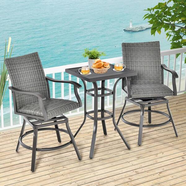 Ecopatio Gray Outdoor Swivel Chairs Wayfair Outdoor Wicker Chairs