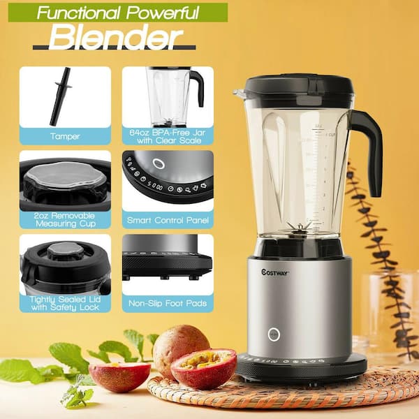 VIVEFOX Powerful Blender, Personal Blender for Shakes & Smoothies with 2  BPA-Free Portable Cups, 3 Speeds, Silver 