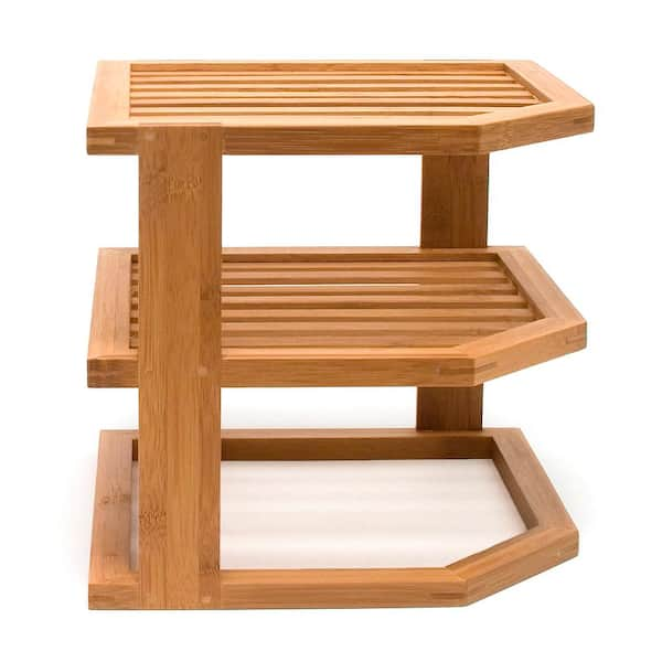 Lipper International 9.5 in. x 10 in. x 10 in. Bamboo 3-Tier Corner Shelf