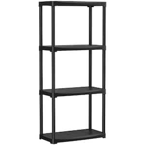 Black 4-Tier Storage Rack Garage Shelf Unit Multipurpose Shelves 24 in. W x 12 in. D x 52.5 in. H