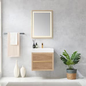 Palencia 24 in. W x 20 in. D x 23.6 in. H Bath Vanity in North American Oak with White Integral Composite Stone Top