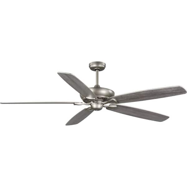 Progress Lighting Kennedale 72 in. Indoor/Outdoor Painted Nickel Transitional Ceiling Fan with Remote Included for Great Room or Porch
