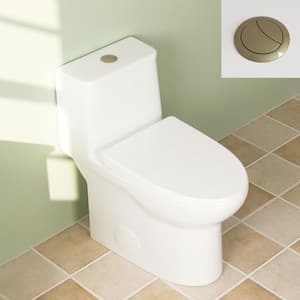 Ursa 12 in. Rough In 1-Piece 1.1/1.6 GPF Dual Flush Elongated ADA Compliant Toilet in White Seat with Golden Button