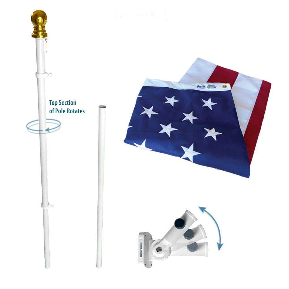 Annin 6 ft White Spinning Flagpole with 3x5 ft Nylon Flag