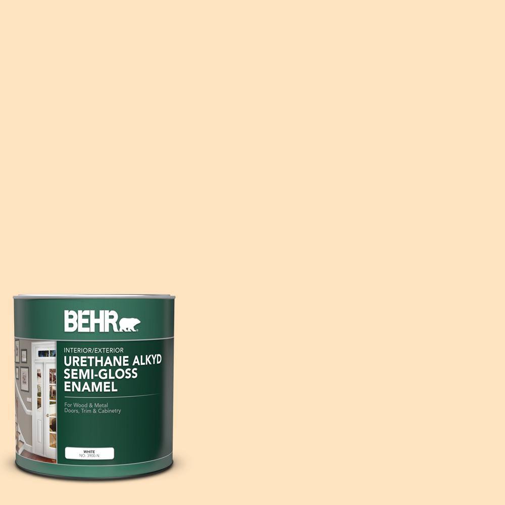 BEHR 1 qt. 320C2 Cream Yellow SemiGloss Enamel Urethane Alkyd