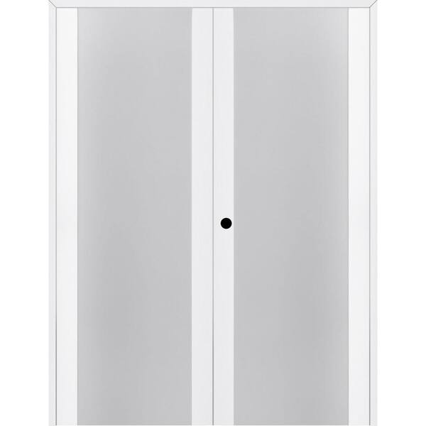 Belldinni Paola 202 36" x 84" Right Hand Active Frosted Glass Bianco Noble Finished Wood Composite Double Prehung French Door