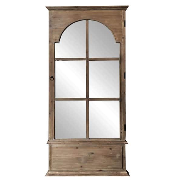 HomeRoots 35 in. x 77 in. Classic Irregular Framed Brown Vanity Mirror