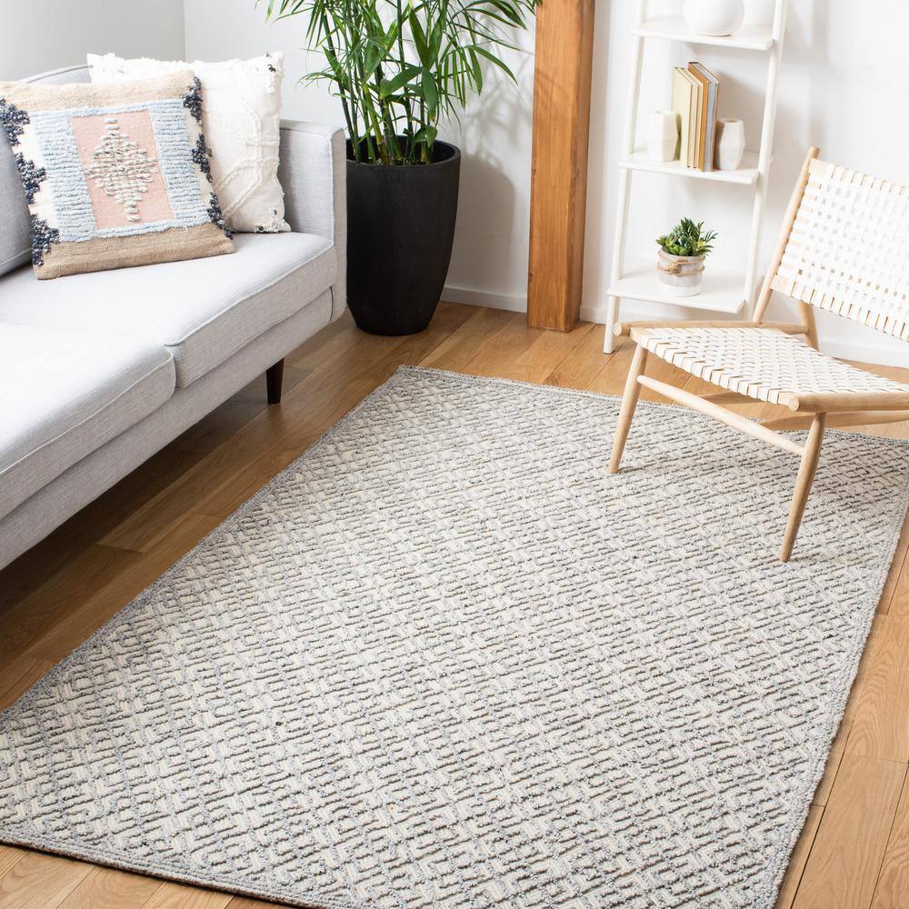 Gray Hand-Tufted Wool 8' x 10' Geometric Area Rug