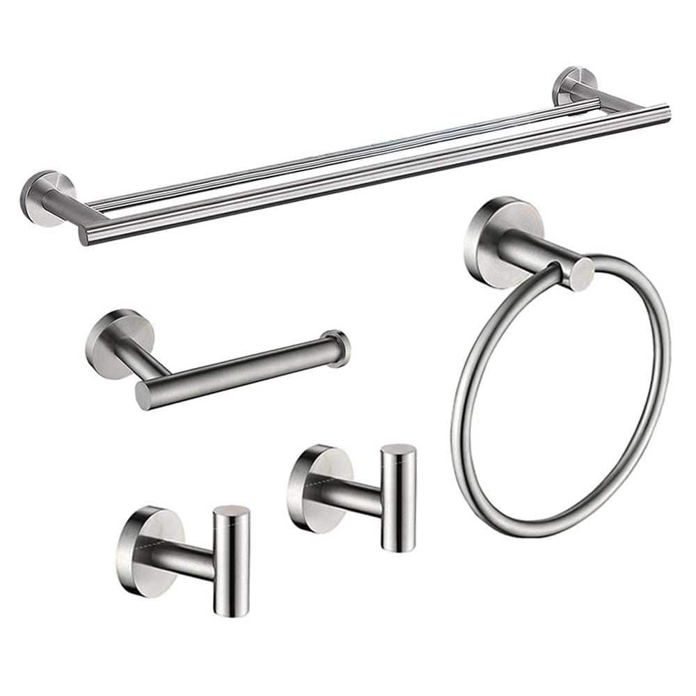 5-Piece Wall Mount Bathroom Hardware Set with Towel Bar Rack, Toilet Paper 