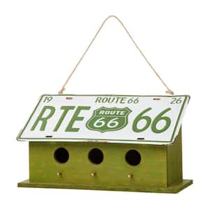 14 in. L Green Wood/Metal Licence Plates Birdhouse