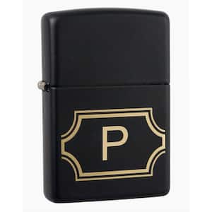 Black Matte Lighter with Initial "P"