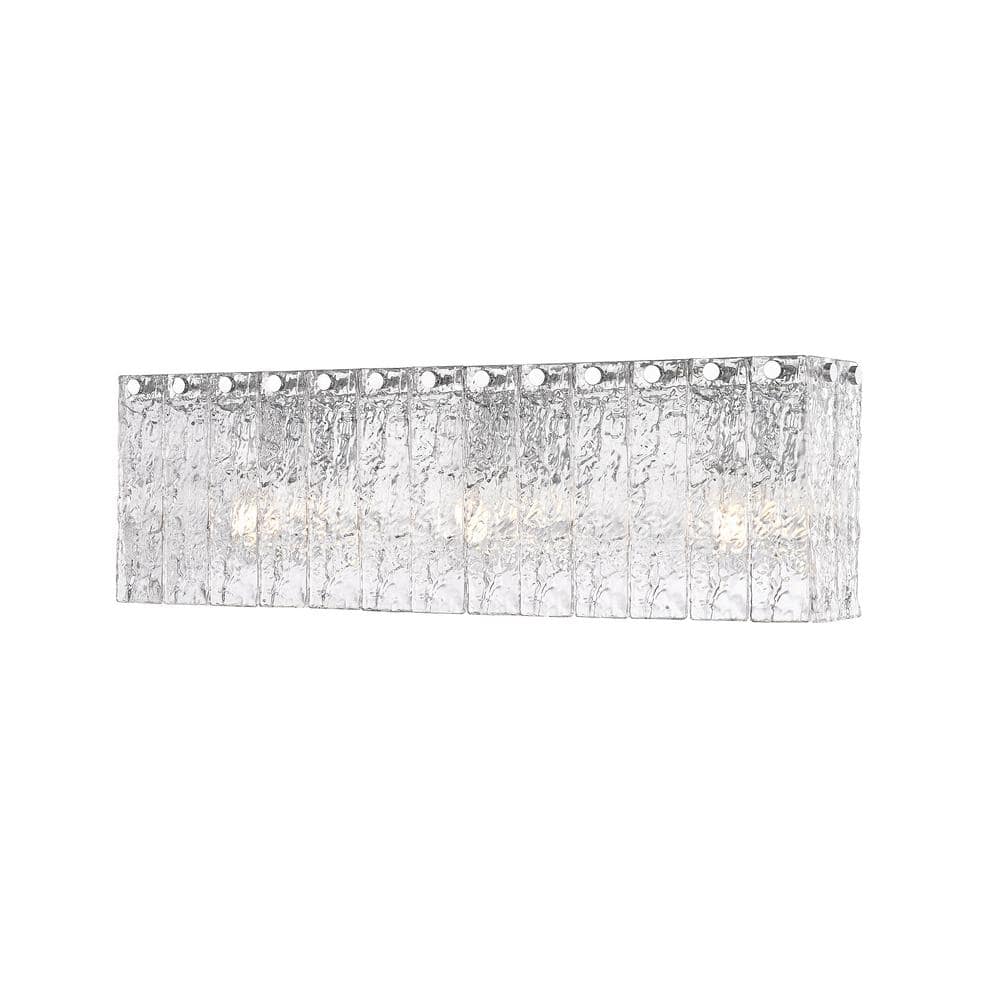 Glacier 24 in. 3 Light Chrome Vanity Light with Clear Glass Shades