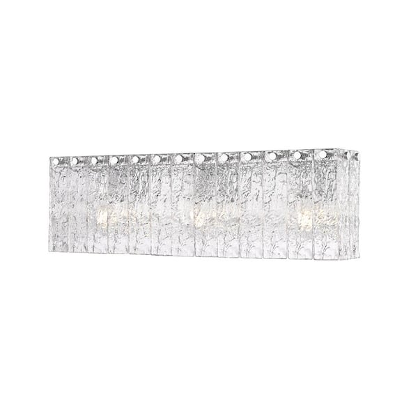 Unbranded Glacier 24 in. 3 Light Chrome Vanity Light with Clear Glass Shades