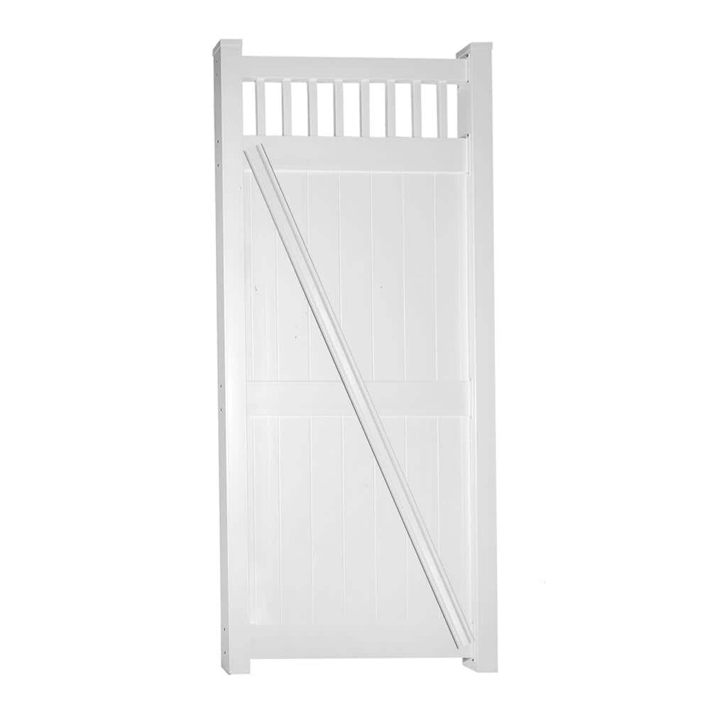 Weatherables Mason 3.7 ft. W x 8 ft. H White Vinyl Privacy Fence Gate ...