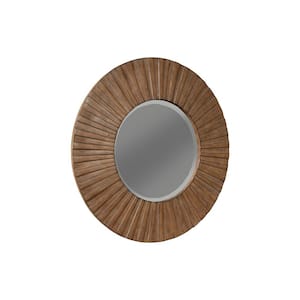 Brown Pearl 35 in. W x 35 in. H Wood Brown Bronze Frame Vanity Mirror