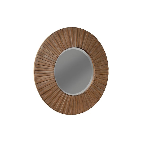 Alpine Furniture Brown Pearl 35 in. W x 35 in. H Wood Brown Bronze Frame Vanity Mirror