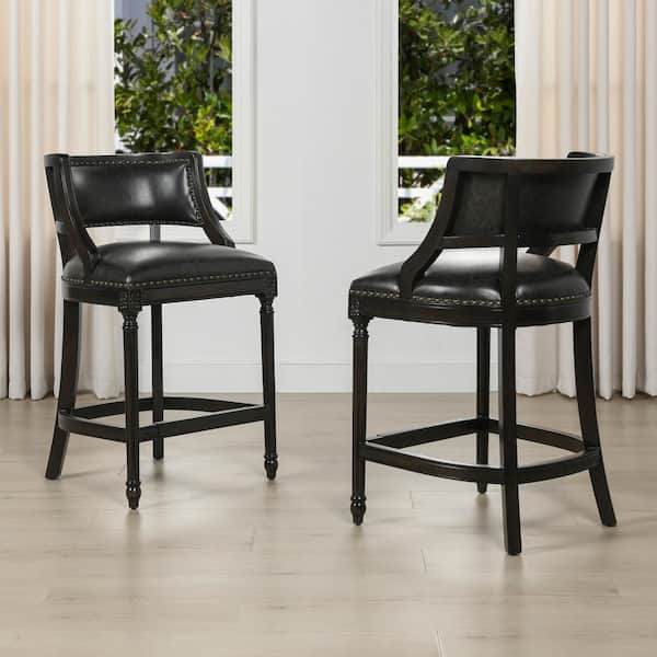 Farmhouse Counter Height Bar Stool, Counter Height Black Leather Bar Stools