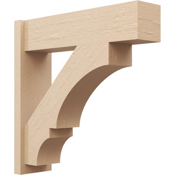 Ekena Millwork 8 in. x 30 in. x 30 in. Balboa Block Rough Cedar Woodgrain Timberthane Polyurethane Outlooker, Primed Tan