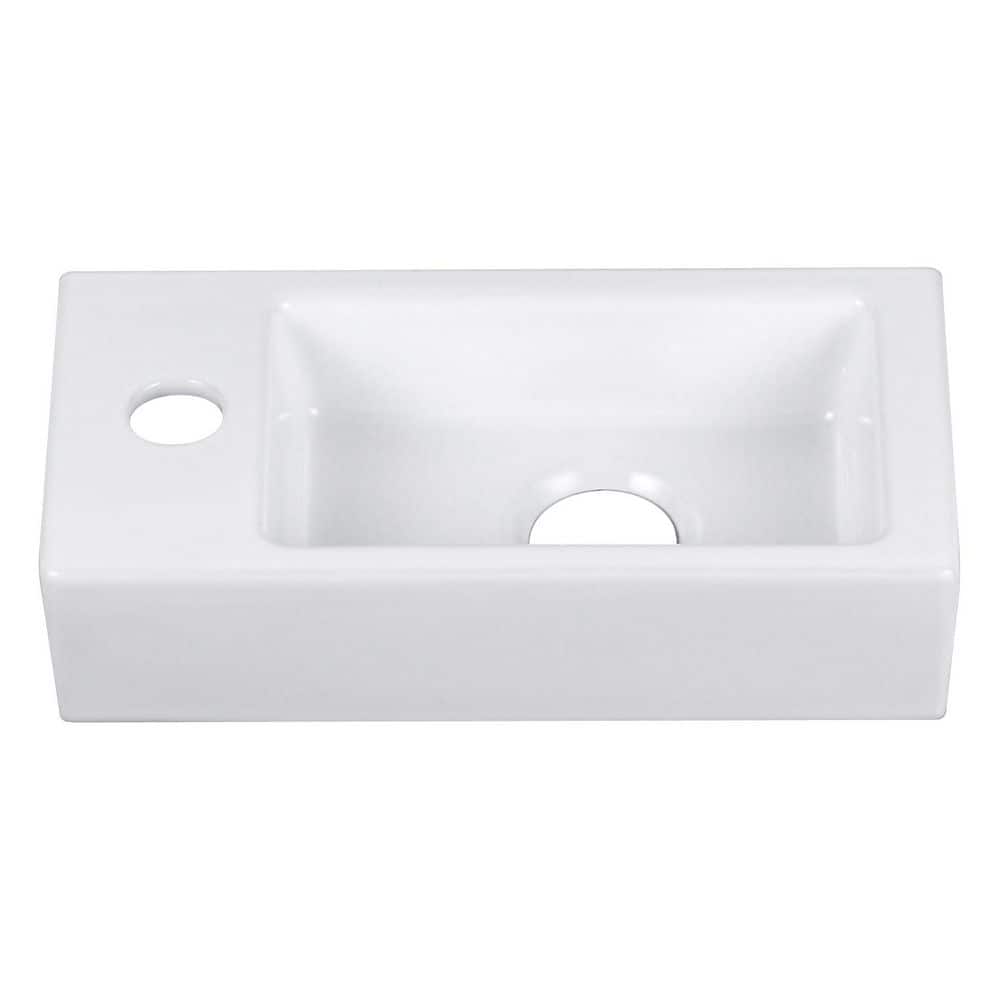 17.91 in. x 9.84 in. Rectangular Wall Mounted Bathroom Sink in White Ceramic price history on PriceWatchPro