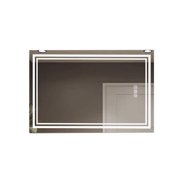 48 in. W x 36 in. H Rectangular Frameless Wall Bathroom Vanity Mirror w/Front Light, 5 Mins Defog, 3 Colors Dimmable