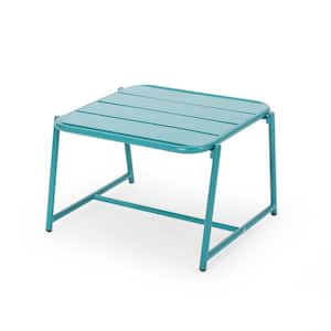 Pomander Matte Teal Rectangular Iron Outdoor Side Table