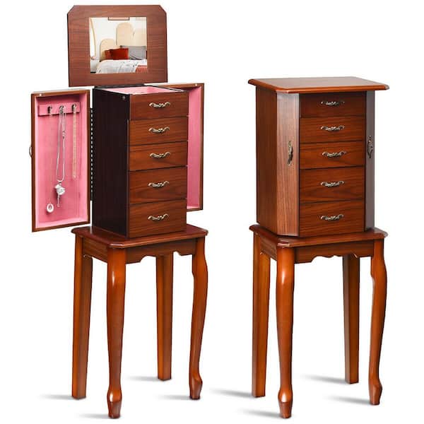 4 Layer Wooden Drawer Jewellery Cabinet Box Storage Chest Stand Organizer Case 