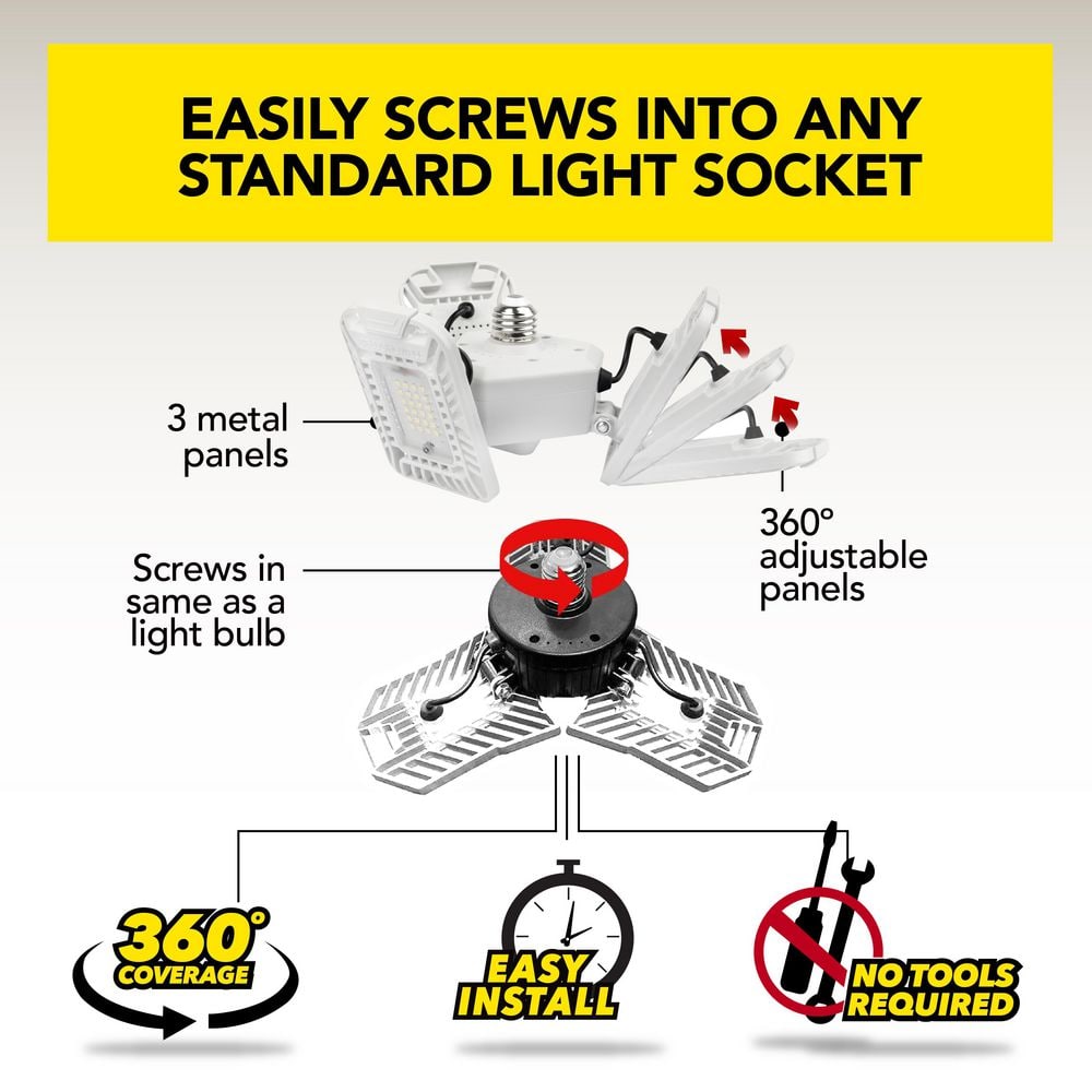 White Aluminum Multi-Directional LED Garage Shop Light