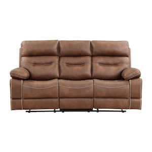 Rudger 83 in. Pillowtop Arms Fabric Manual Reclining Sofa in Brown