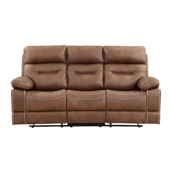 Steve Silver Rudger 83 in. Pillowtop Arms Fabric Manual Reclining Sofa in Brown