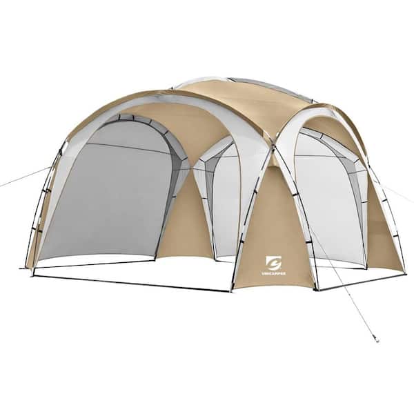 Unbranded 12 ft. x 12 ft. Khaki Pop Up Canopy, UPF50+ Outdoor Beach Tent with Storage Bag, Waterproof