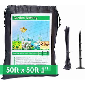 50 ft. x 50 ft. Black Nylon [Heavy-Duty] Bird Netting Chicken Coop Net Poultry Netting with 1 in. Square Garden Netting