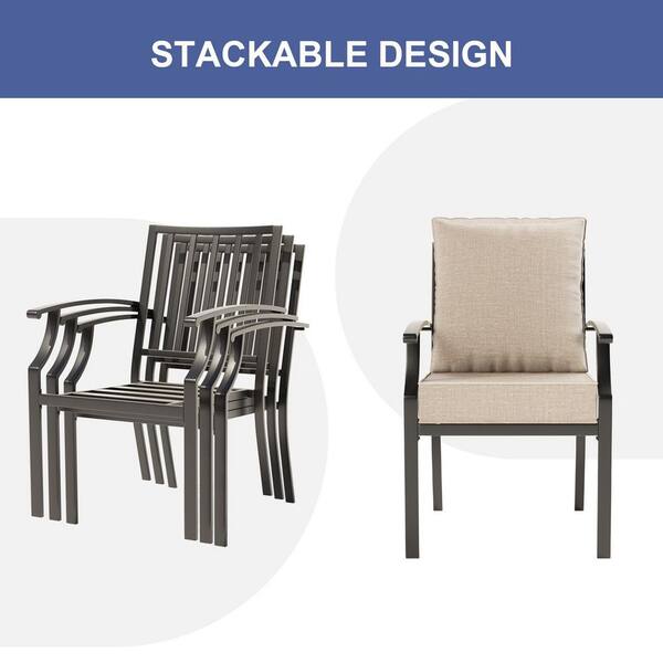 Halmuz 9-Piece Metal Rectangular Outdoor Patio Dining Set with 2