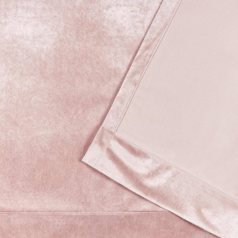 Blush Velvet Pleated Light-Filtering Window Curtain Panel