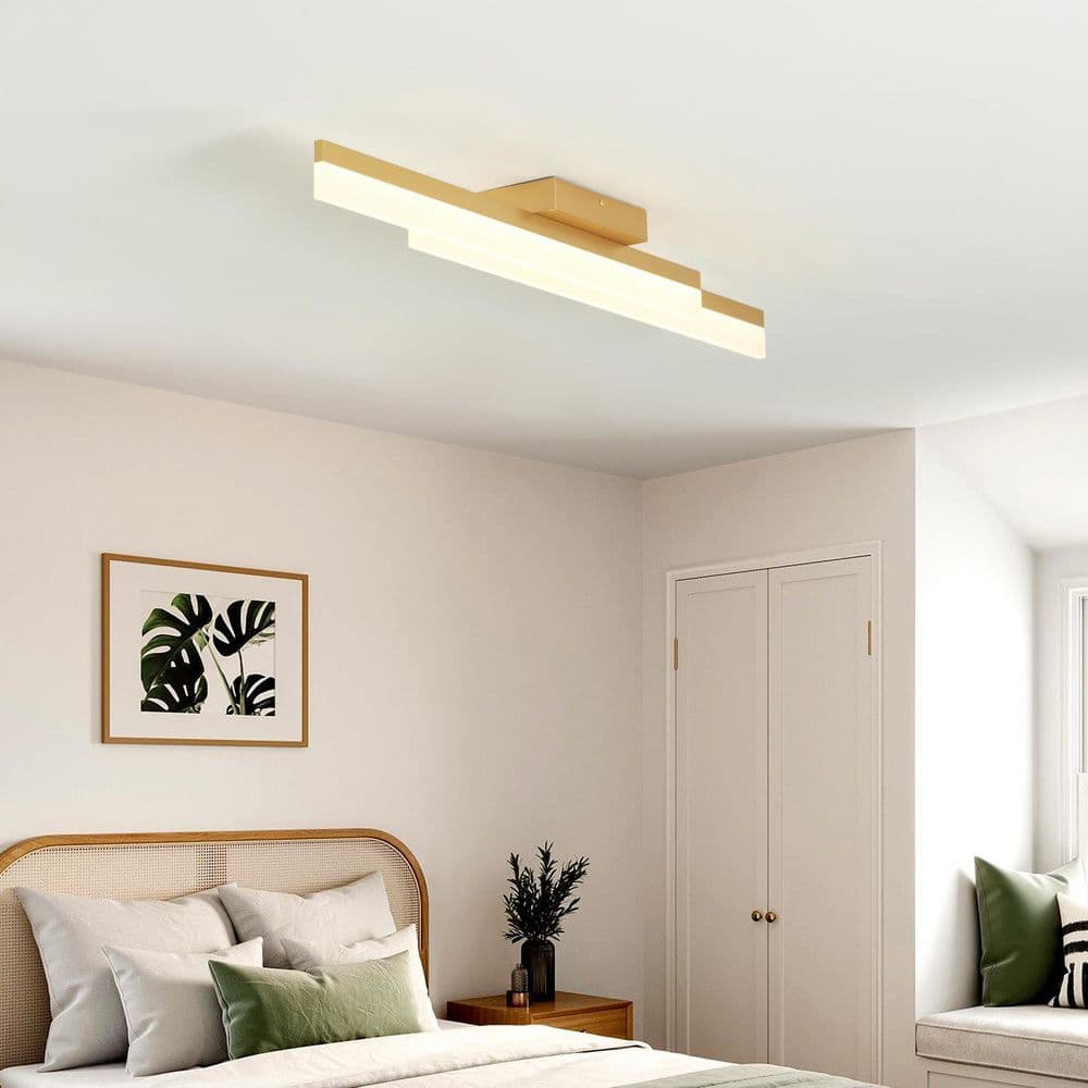 Linear 40 in. 2-Light Gold LED Semi-Flush Mount for Kitchen Island Hallway, 3000K Warm Light price history on PriceWatchPro