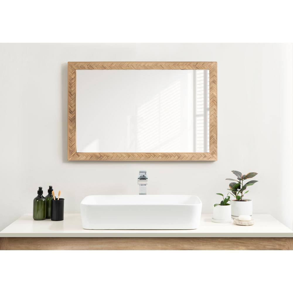Braywood 24"x36" Rustic Brown Chevron Wood Rectangular Mirror