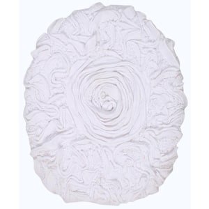 Bell Flower Collection 100% Cotton Bath Rug, 18x18 Toilet Lid Cover, White
